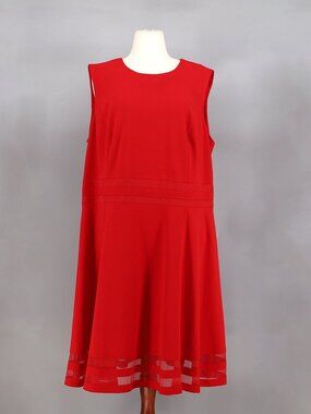 CALVIN KLEIN Fit and Flare Sleeveless Round Neck Red Dress Size 22W